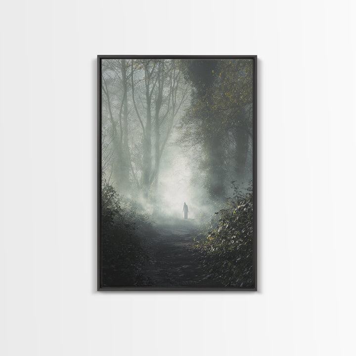 Sacred Stillness – Framed Canvas Print – Christian Art Canvas – Christian Wall Art – Jesus Painting – Blue Christian Art – Christian Decora