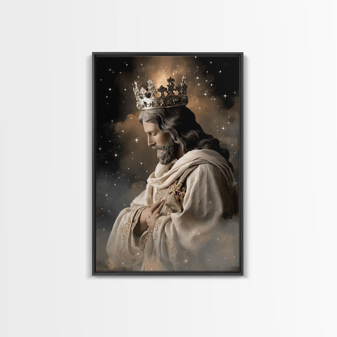 Celestial Shepherd King - Framed Canvas Print - Christian Wall Art - Jesus Painting - Christian Art Canvas - Christian Decor - Christmas Ar