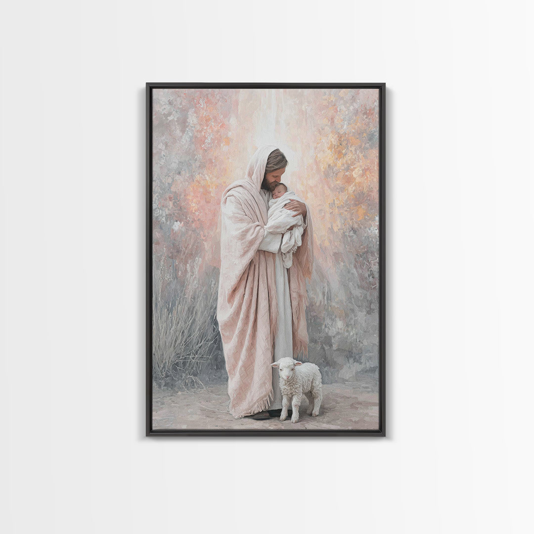 Humble Nativity Grace - Framed Canvas Print - Christian Art Canvas - Christmas Art - Christian Wall Art - Christian Decor - Christian Gifts