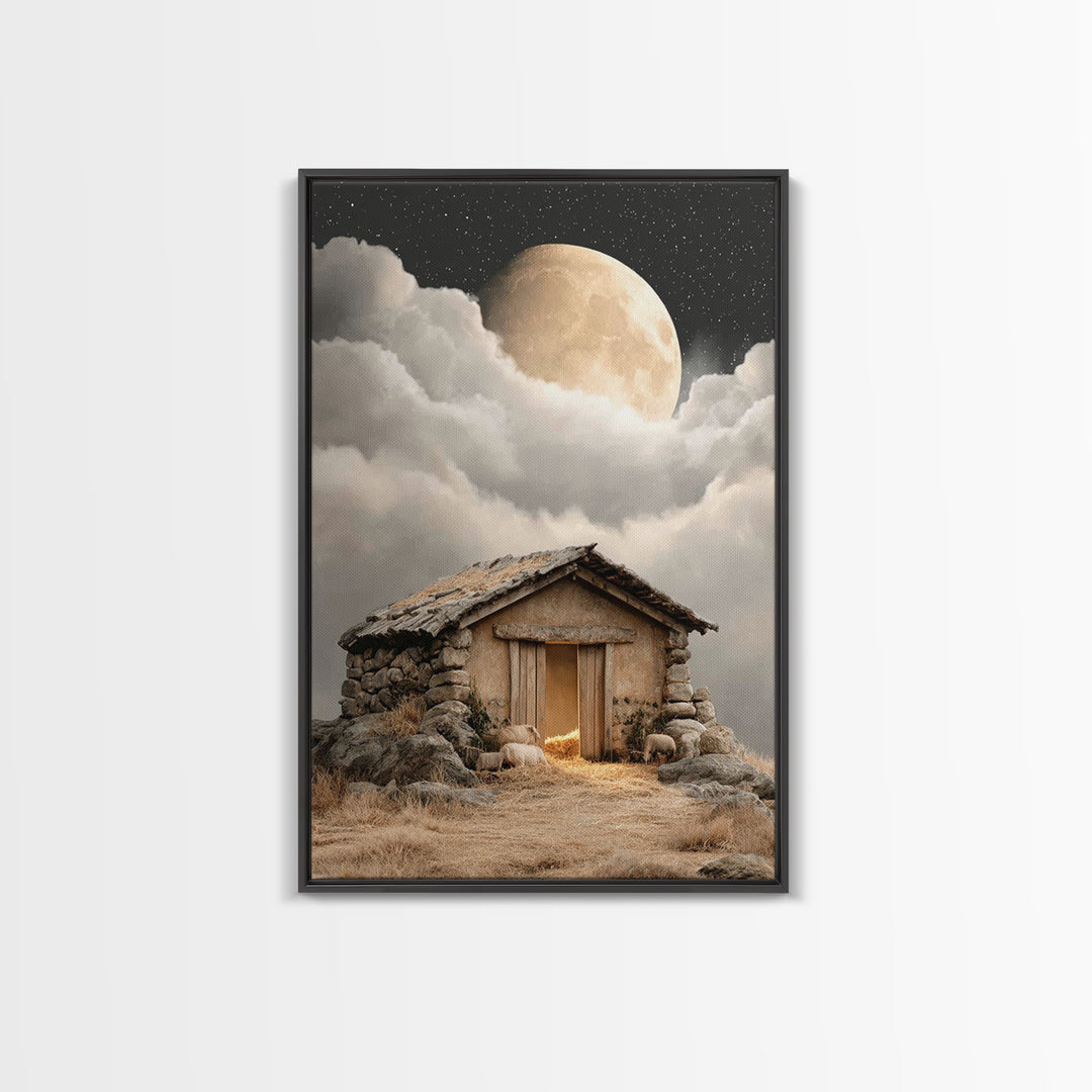 Heavenly Shelter Peace | Framed Canvas Print | Christmas Art | Christian Art Canvas | Christian Wall Art | Christian Decorations | Faith Ar