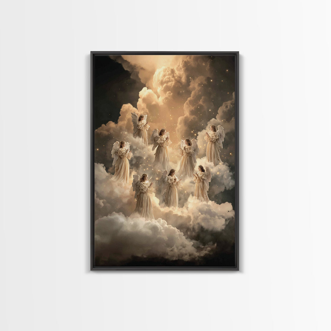 Celestial Gathering – Framed Canvas Print – Christian Wall Art – Vintage Christian Art – Christian Art Painting – Christian Gift Ideas – Ch