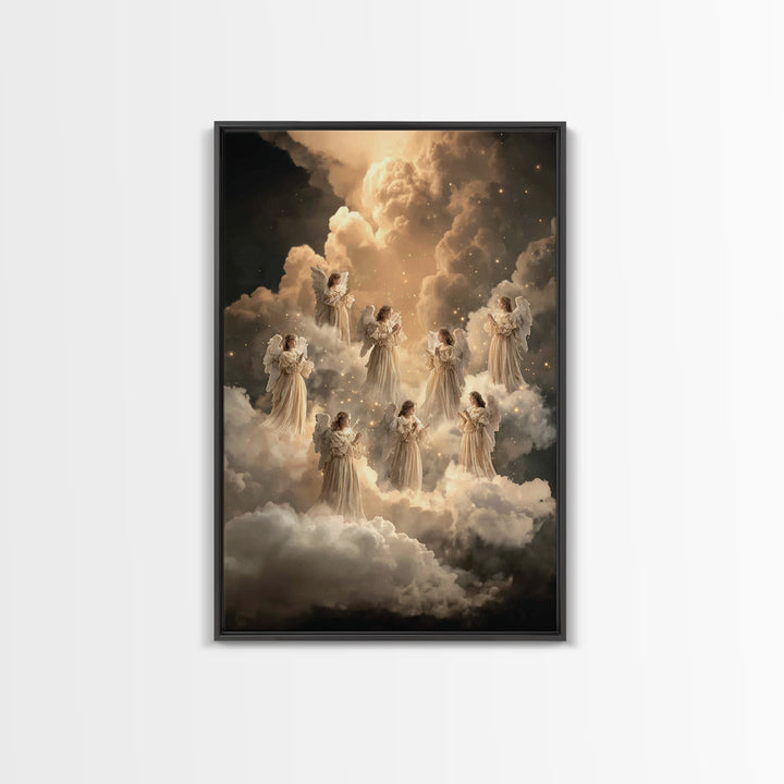 Celestial Gathering – Framed Canvas Print – Christian Wall Art – Vintage Christian Art – Christian Art Painting – Christian Gift Ideas – Ch