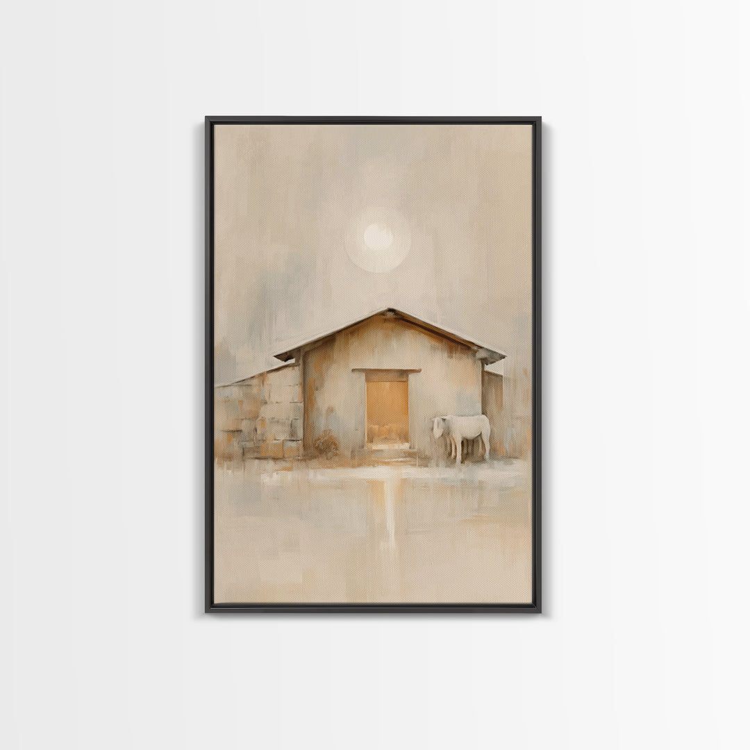 Morning Stable Grace – Framed Canvas Print – Christian Wall Art – Jesus Painting – Christian Art Canvas – Christmas Art – Christian Decor