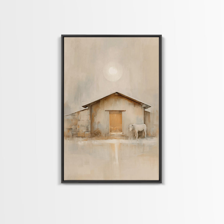 Morning Stable Grace – Framed Canvas Print – Christian Wall Art – Jesus Painting – Christian Art Canvas – Christmas Art – Christian Decor