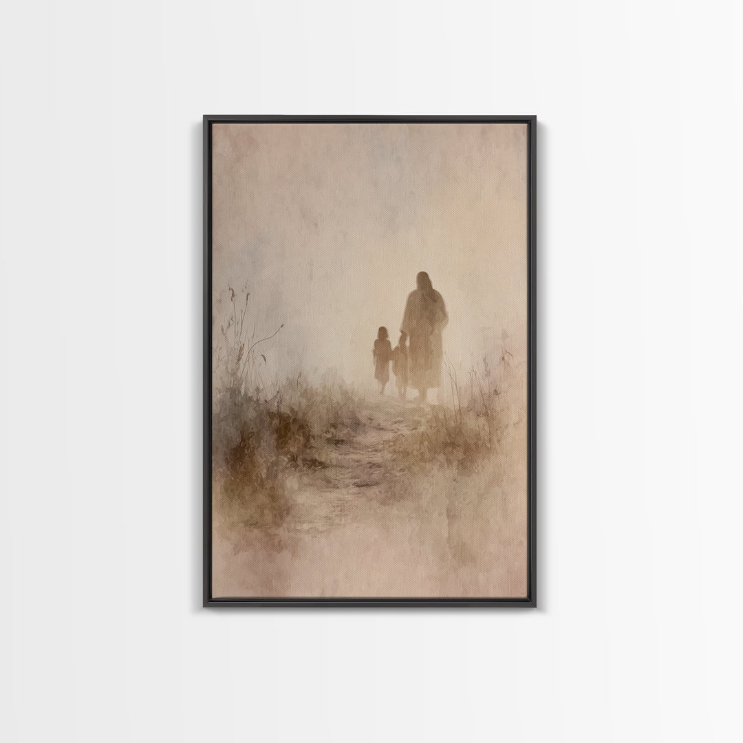 Evening Path Peace, Framed Canvas Print, Christian Art Canvas, Jesus Painting, Christian Wall Art, Christmas Art, Christian Gift