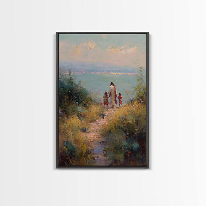 Wheatland Blessing, Framed Canvas Print, Christian Wall Art, Christian Art Canvas, Jesus Painting, Christian Decor, Christmas Art