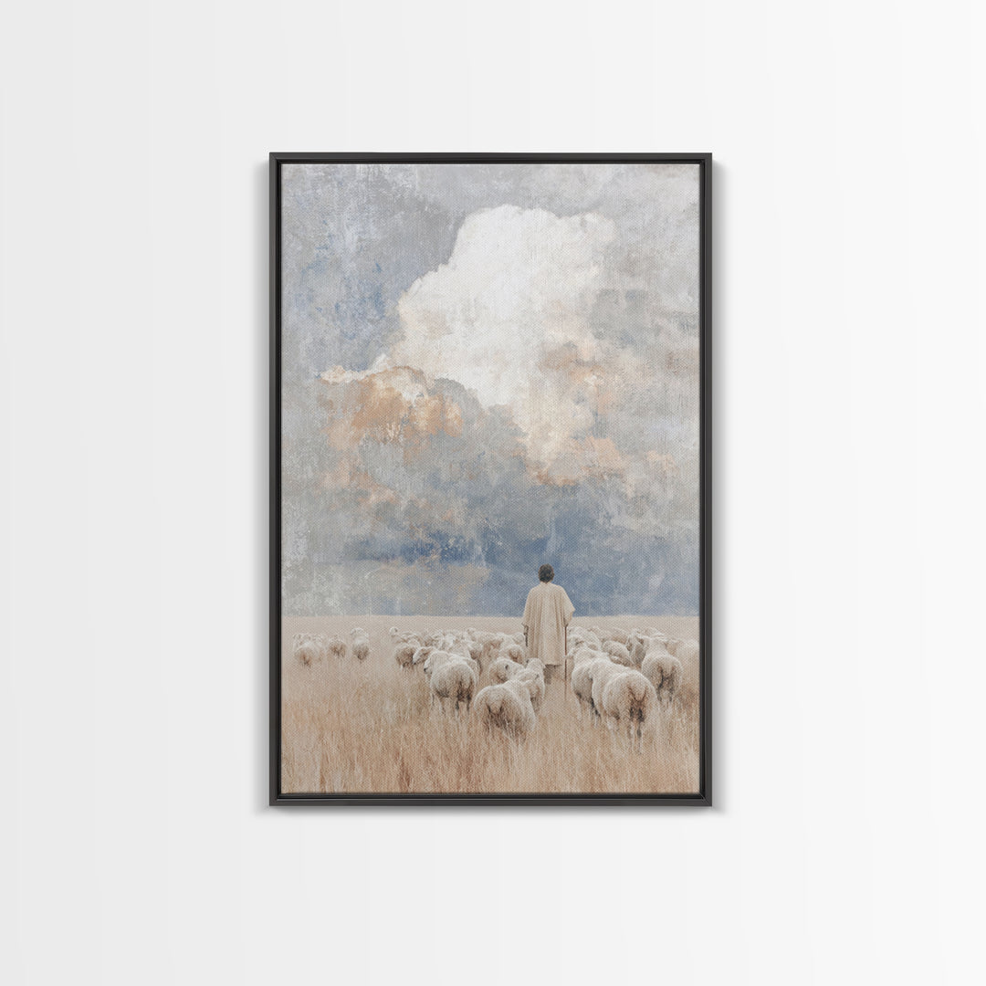Field Of Mercy – Framed Canvas Print – Christian Wall Art – Christian Art Painting – Pastoral Scenery – Christian Art Canvas – Christian De