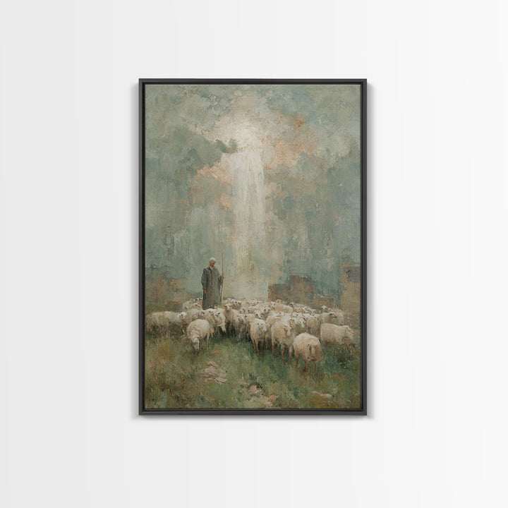 Radiant Shepherd – Framed Canvas Print – Jesus Painting – Christian Wall Art – Christian Art Canvas – Christian Christmas Art – Large Chris