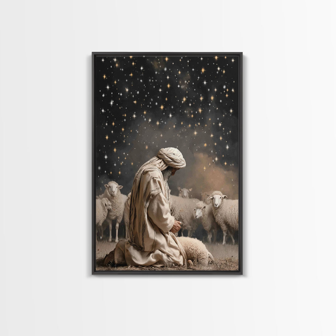 Starry Night Prayer – Framed Canvas Print – Christian Wall Art – Christian Art Canvas – Christian Painting – Subtle Christian Art – Christi