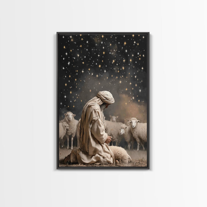Starry Night Prayer – Framed Canvas Print – Christian Wall Art – Christian Art Canvas – Christian Painting – Subtle Christian Art – Christi