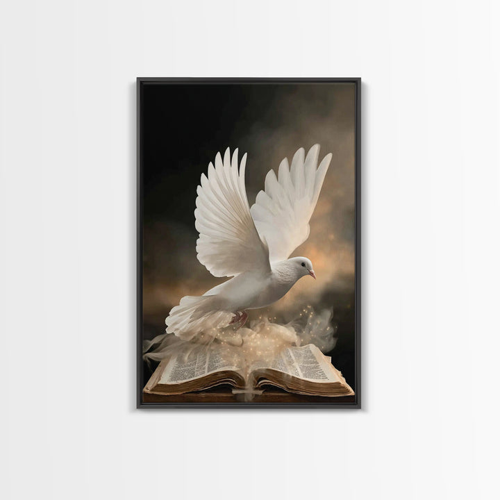 Dove Of Revelation – Framed Canvas Print – Christian Wall Art – Moody Christian Art – Christian Art Canvas – Christian Christmas Art – Chri