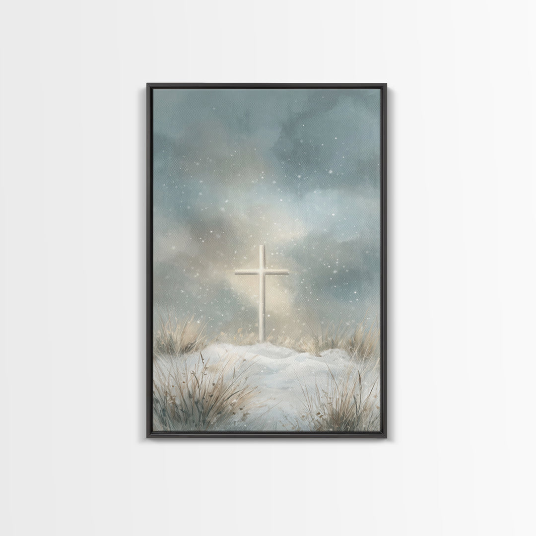 Radiant Salvation – Framed Canvas Print – Christian Wall Art – Christian Art Canvas – Christmas Art – Moody Christmas Art – Christian Gift