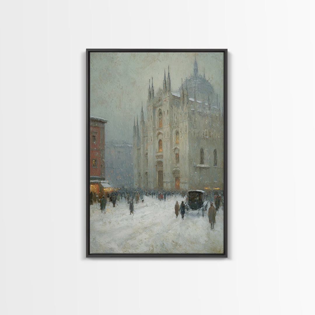 Snowfall Cathedral – Framed Canvas Print – Christian Art Canvas – Christian Wall Art – Christmas Art – Christian Christmas Art – Christian
