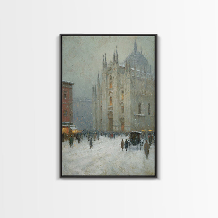 Snowfall Cathedral – Framed Canvas Print – Christian Art Canvas – Christian Wall Art – Christmas Art – Christian Christmas Art – Christian
