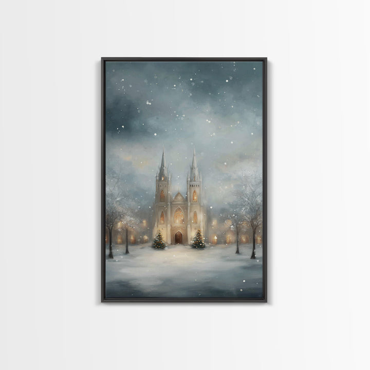 Winter Sanctuary – Framed Canvas Print – Christian Christmas Art – Christian Wall Art – Christmas Art Prints – Christmas Canvas Wall Art –