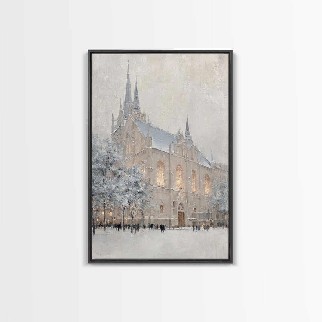 Frosted Spires – Framed Canvas Print – Christian Art Canvas – Christian Wall Art – Subtle Christian Art – Christian Decorations – Christmas