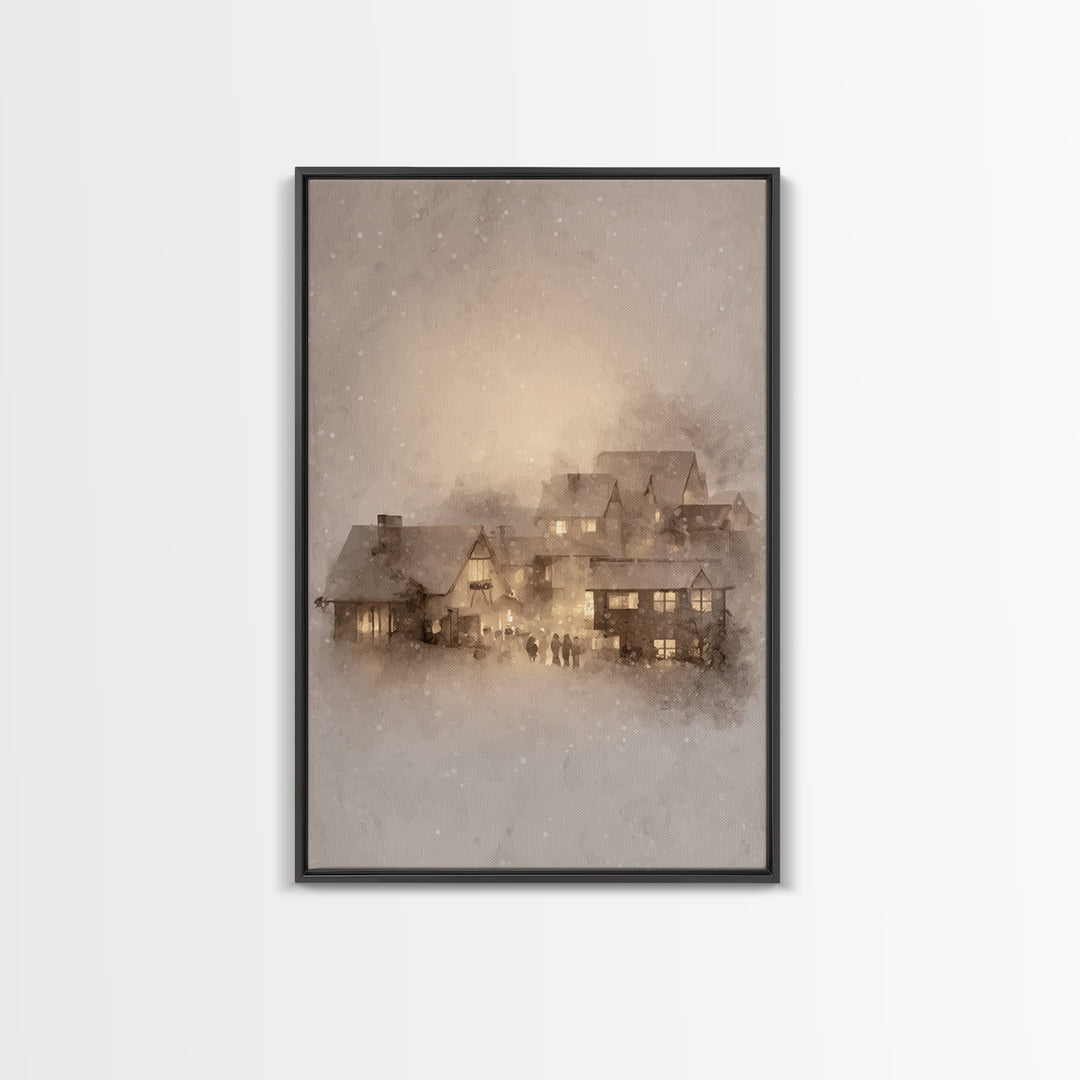 Holy Hearth Glow – Framed Canvas Print – Christian Art Canvas – Christmas Wall Art – Christian Christmas Art – Moody Christmas Art – Christ