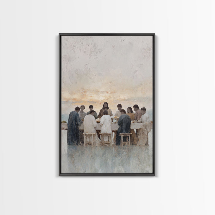 Dawn Of Communion – Framed Canvas Print – Christian Art Print – Jesus Painting – Christian Wall Art – Christian Art Canvas – Minimalist Chr
