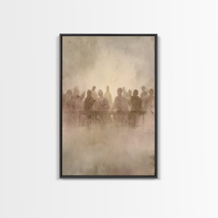 Communion Shadows – Framed Canvas Print – Moody Christian Art – Jesus Painting – Christian Wall Art – Abstract Christian Art – Christian Ar