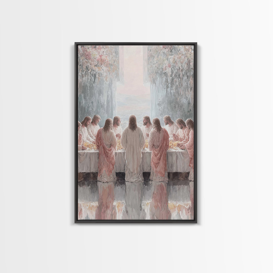 Heavenly Supper Light – Framed Canvas Print – Jesus Painting – Christian Wall Art – Christian Art Canvas – Modern Christian Art – Large Chr