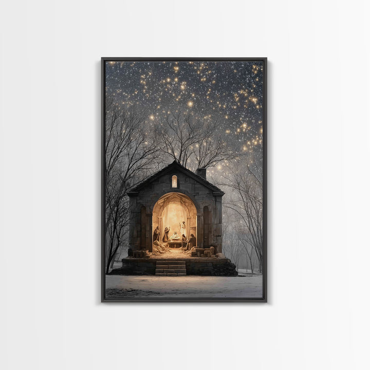 Starborn Nativity – Framed Canvas Print – Christian Christmas Art – Christmas Wall Art – Christmas Art Prints – Christian Art Canvas – Fram