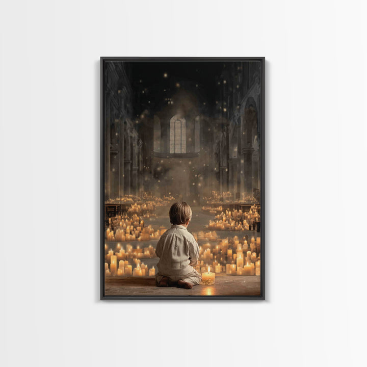 Sanctuary Glow – Framed Canvas Print – Christian Art Canvas – Christian Wall Art – Christmas Art – Christian Christmas Art – Vintage Christ
