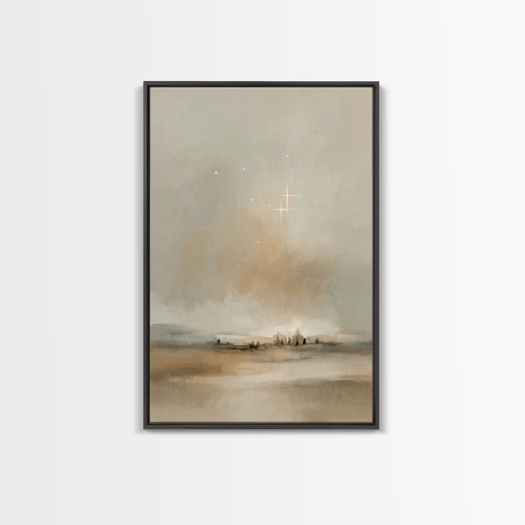 Holy Night Stillness - Framed Canvas Print - Christian Wall Art - Christian Art Print - Christmas Art - Christian Christmas Decor - Jesus A