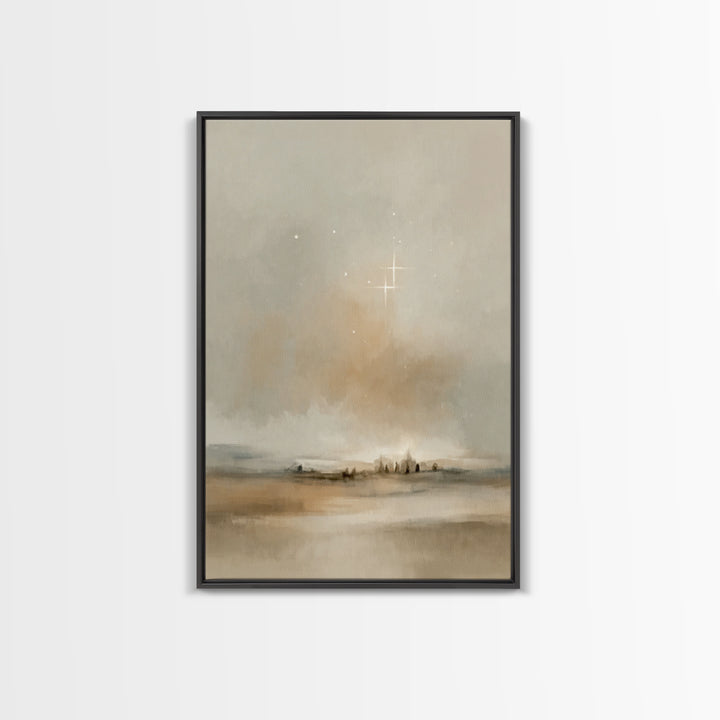 Holy Night Stillness - Framed Canvas Print - Christian Wall Art - Christian Art Print - Christmas Art - Christian Christmas Decor - Jesus A