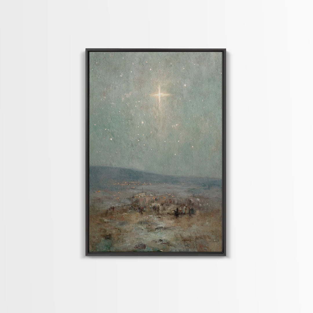 Bethlehem Sky Light - Framed Canvas Print - Christian Art Print - Christian Wall Art - Christian Christmas Art - Jesus Christmas Art - Chri