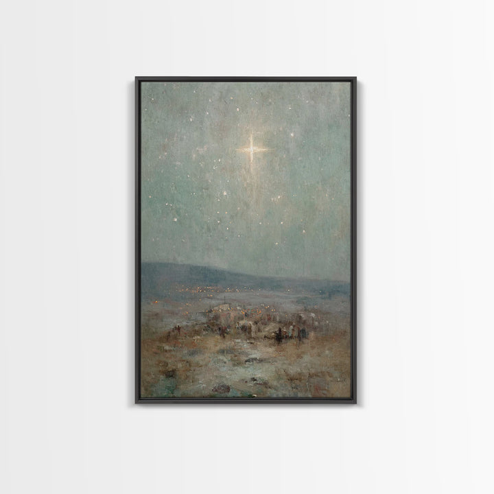 Bethlehem Sky Light - Framed Canvas Print - Christian Art Print - Christian Wall Art - Christian Christmas Art - Jesus Christmas Art - Chri