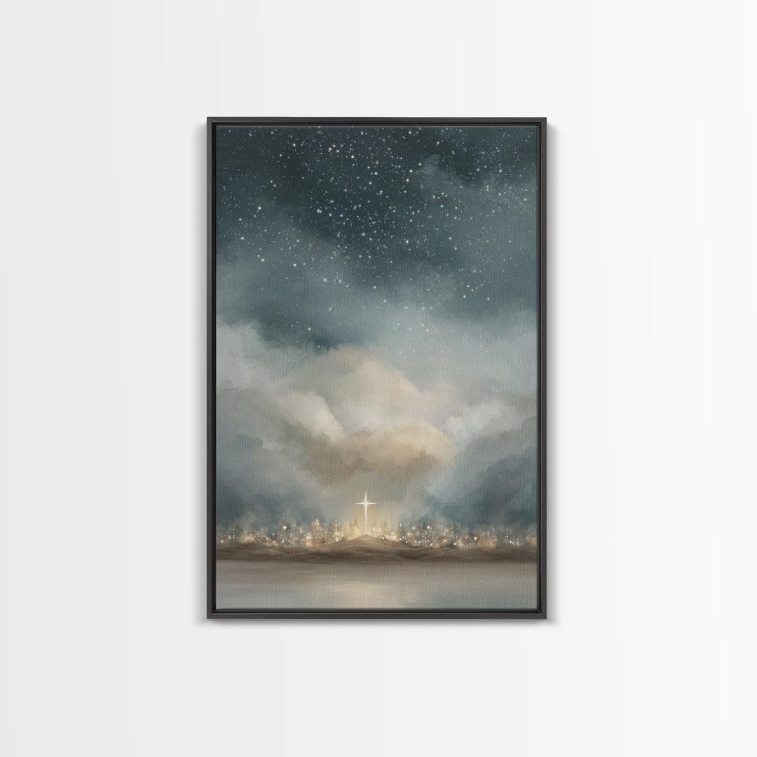 Guiding Star Above - Framed Canvas Print - Christian Wall Art - Christian Art Canvas - Christian Christmas Decor - Jesus Painting - Christm