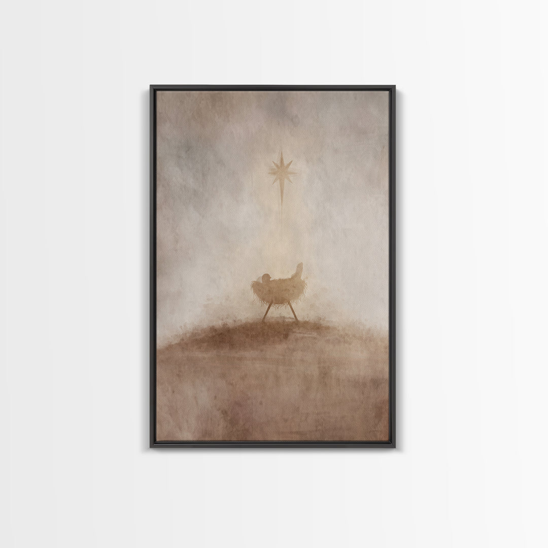 Holy Manger Star – Framed Canvas Print – Christian Christmas Art – Christmas Wall Art – Jesus Christmas Art – Christian Art Canvas – Christ