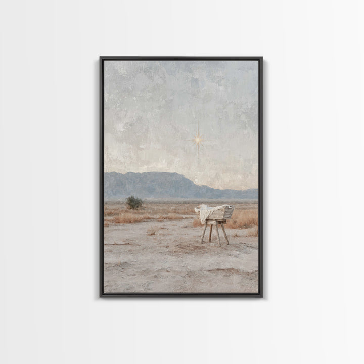 Silent Manger Hope – Framed Canvas Print – Christian Art Canvas – Christian Christmas Art – Christian Wall Art – Christmas Art Work – Jesus