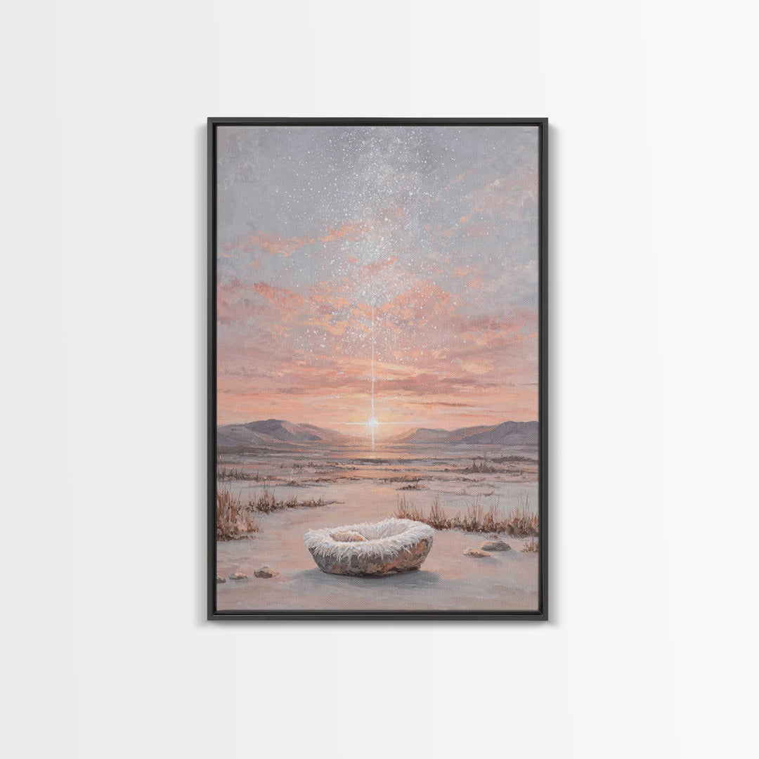 Starry Dawn Birth – Framed Canvas Print – Christian Christmas Art – Christian Art Canvas – Christian Wall Art – Jesus Christmas Art – Chris