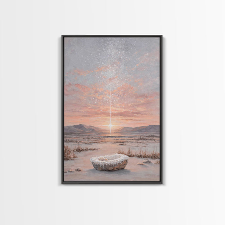 Starry Dawn Birth – Framed Canvas Print – Christian Christmas Art – Christian Art Canvas – Christian Wall Art – Jesus Christmas Art – Chris