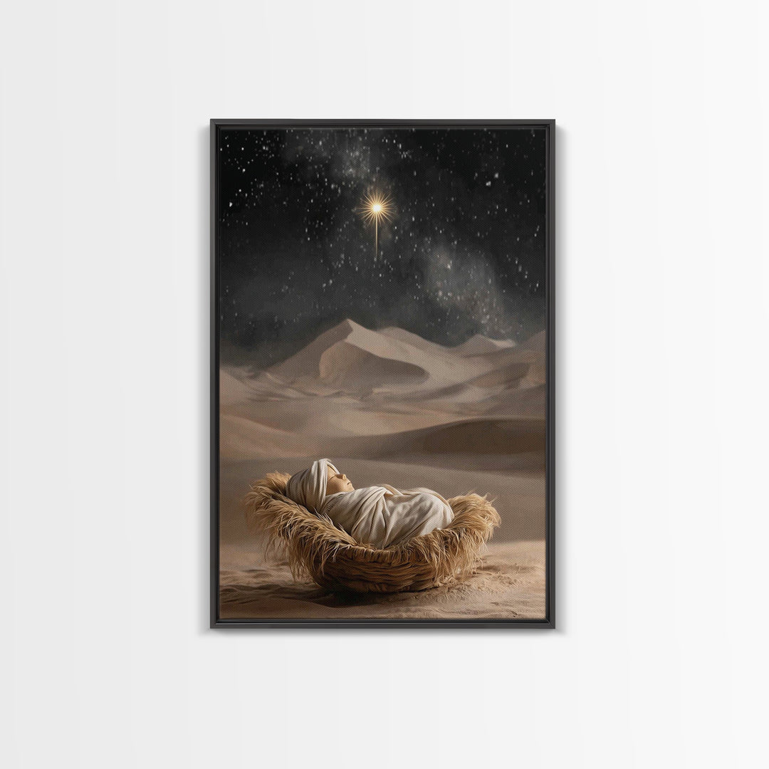 Infant of Light – Framed Canvas Print – Jesus Painting – Christian Art Canvas – Christian Wall Art – Christian Christmas Art – Christian Gi