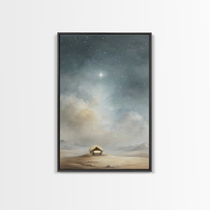 Nativity Sky Wonder – Framed Canvas Print – Christian Christmas Art – Christian Wall Art – Christian Art Canvas – Christmas Art Work – Jesu