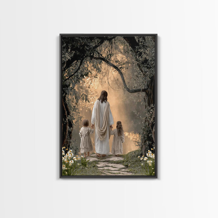 Golden Path Hope, Framed Canvas Print, Christian Wall Art, Christian Art Canvas, Jesus Painting, Christian Decor, Christian Christmas Art
