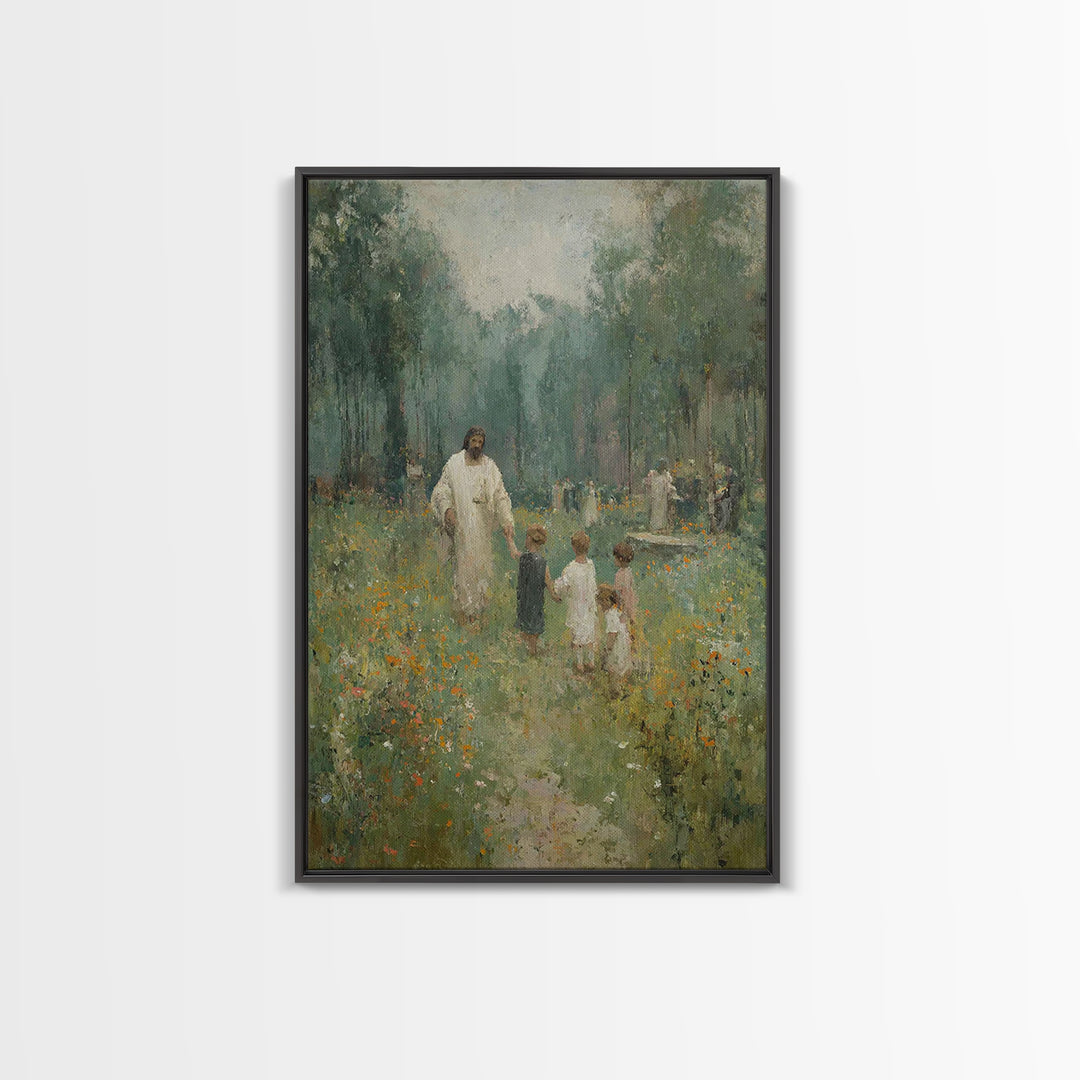 Heaven’s Gentle Walk | Framed Canvas Print | Christian Art Canvas | Christian Wall Art | Jesus Painting | Christian Gift Ideas | Christmas