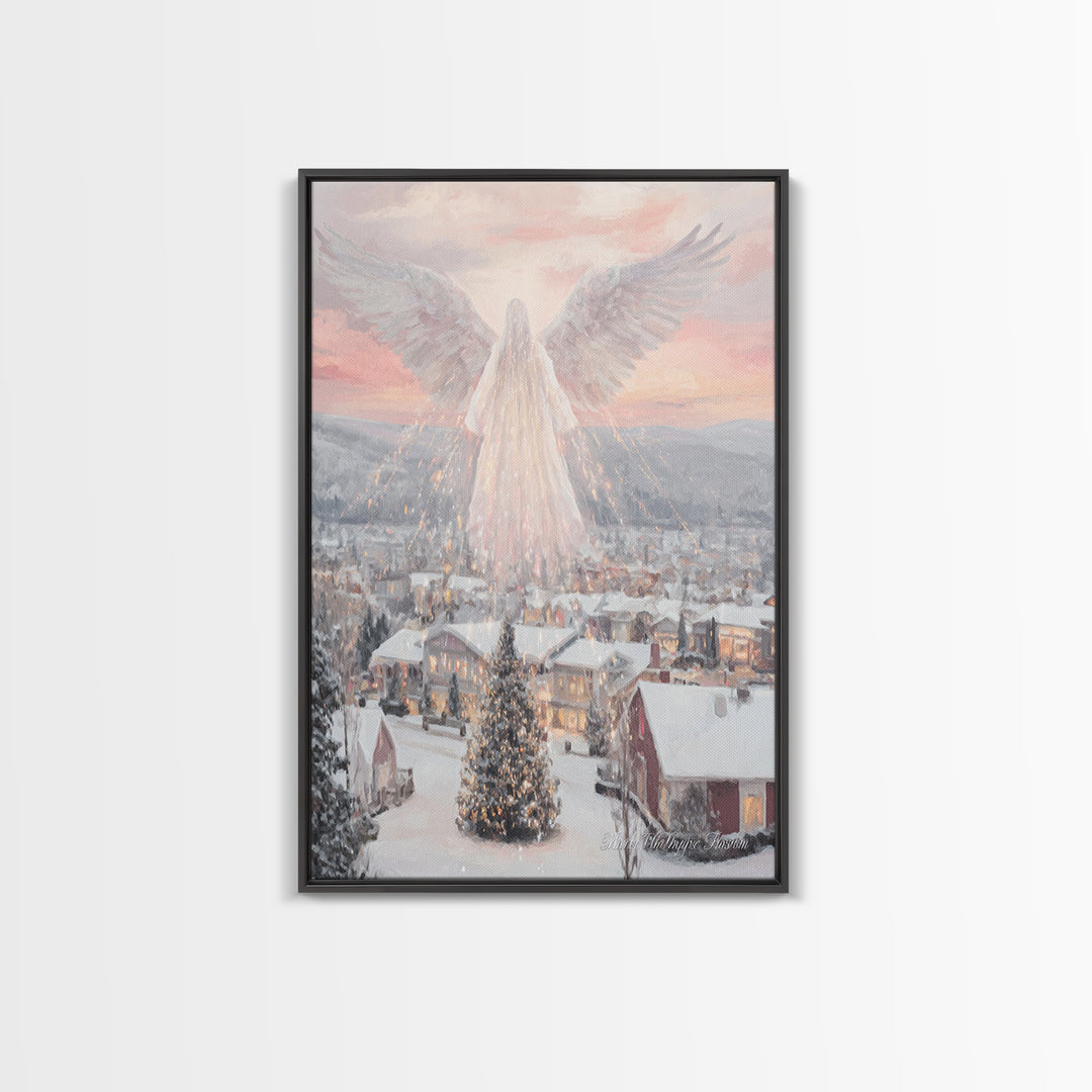 Guardian Over Bethlehem – Framed Canvas Print – Christmas Art – Christian Art Canvas – Christian Wall Art – Framed Christmas Art – Christia