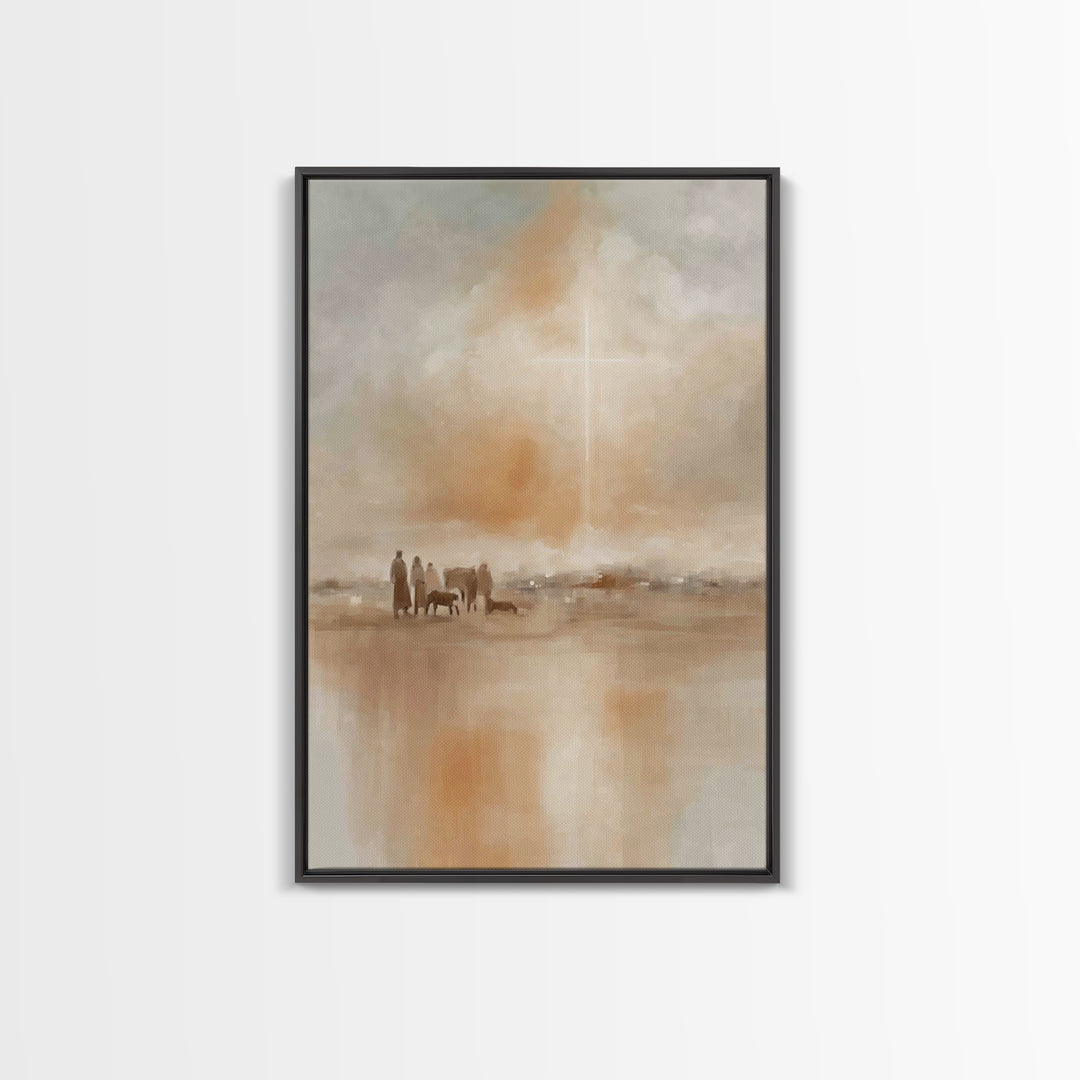 Calm Horizon Grace – Framed Canvas Print – Christian Art Canvas – Christian Wall Art – Jesus Painting – Christian Decor – Christmas Art
