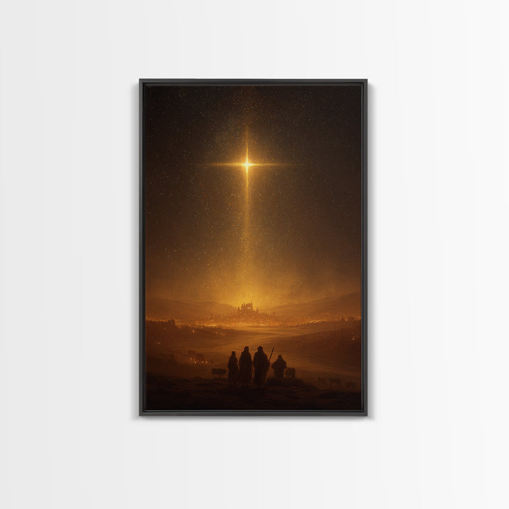 Star Of Bethlehem – Framed Canvas Print – Christmas Art – Christian Wall Art – Christian Art Canvas – Christian Christmas Art – Jesus Paint