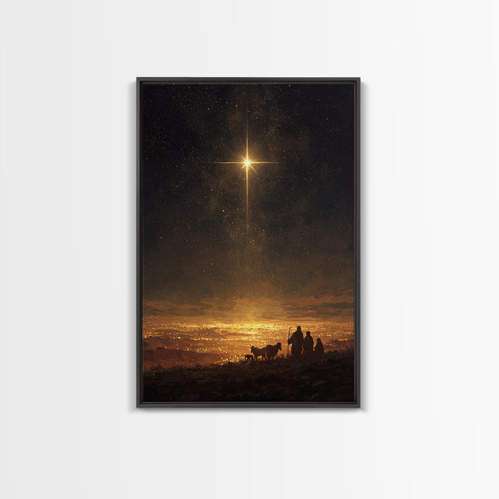 Night Watch Glory, Framed Canvas Print, Christian Wall Art, Christmas Art, Christian Art Canvas, Christian Christmas Art, Jesus Painting