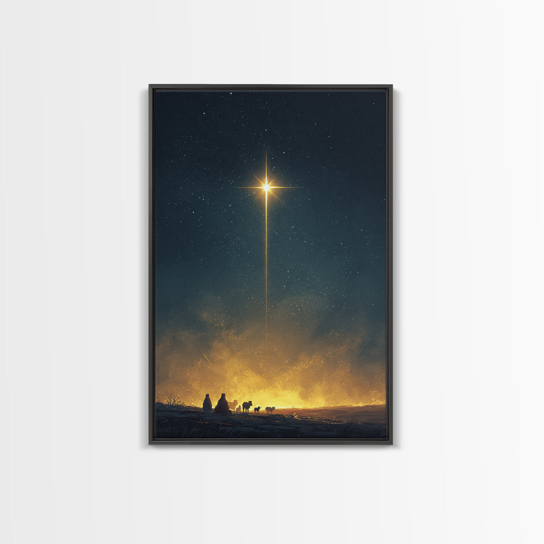 Silent Horizon Star | Framed Canvas Print | Christmas Art | Christian Wall Art | Christian Art Canvas | Jesus Painting | Christian Christma