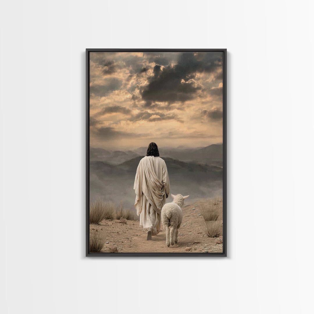 Desert Shepherd Light | Framed Canvas Print | Christian Wall Art | Christian Art Canvas | Jesus Painting | Christian Gift Ideas | Vintage C