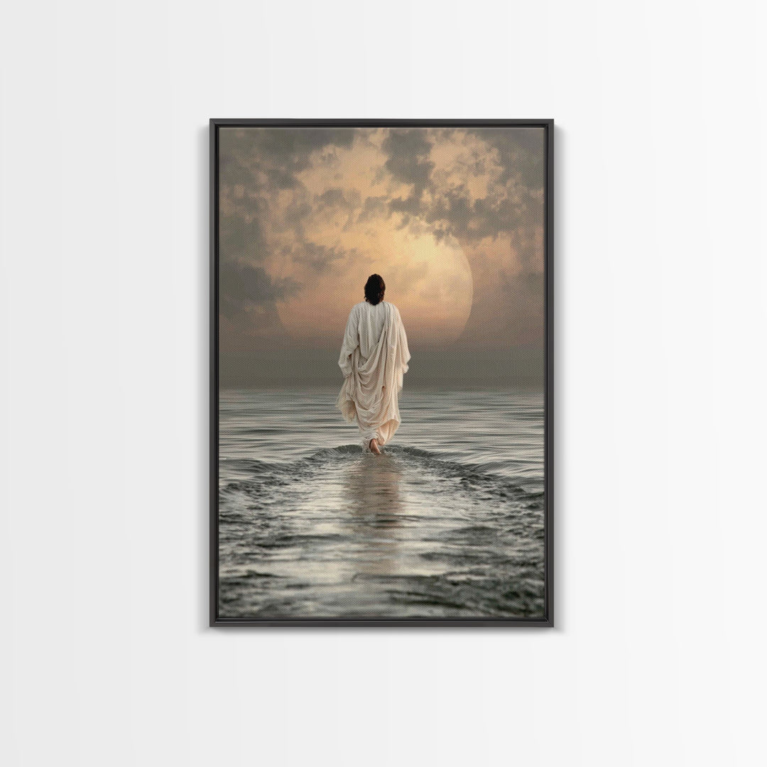 Waves Of Salvation – Framed Canvas Print – Christian Art Canvas – Jesus Painting – Christian Wall Art – Modern Christian Art – Christian Gi