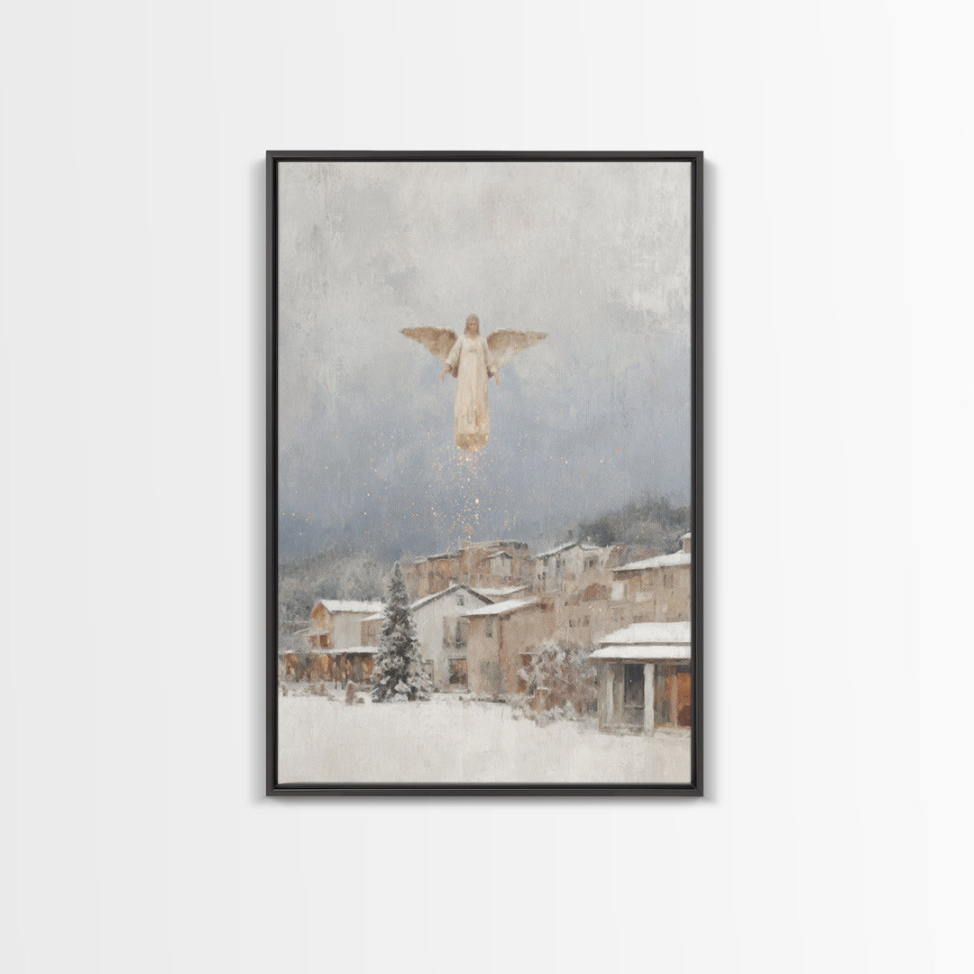 Heavenly Watcher – Framed Canvas Print – Christian Art Canvas – Christian Christmas Art – Christian Art Print – Minimalist Christian Art –