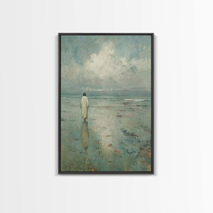 Sea Of Quiet Faith, Framed Canvas Print, Christian Wall Art, Christian Art Canvas, Jesus Painting, Modern Christian Art, Christian Decorati