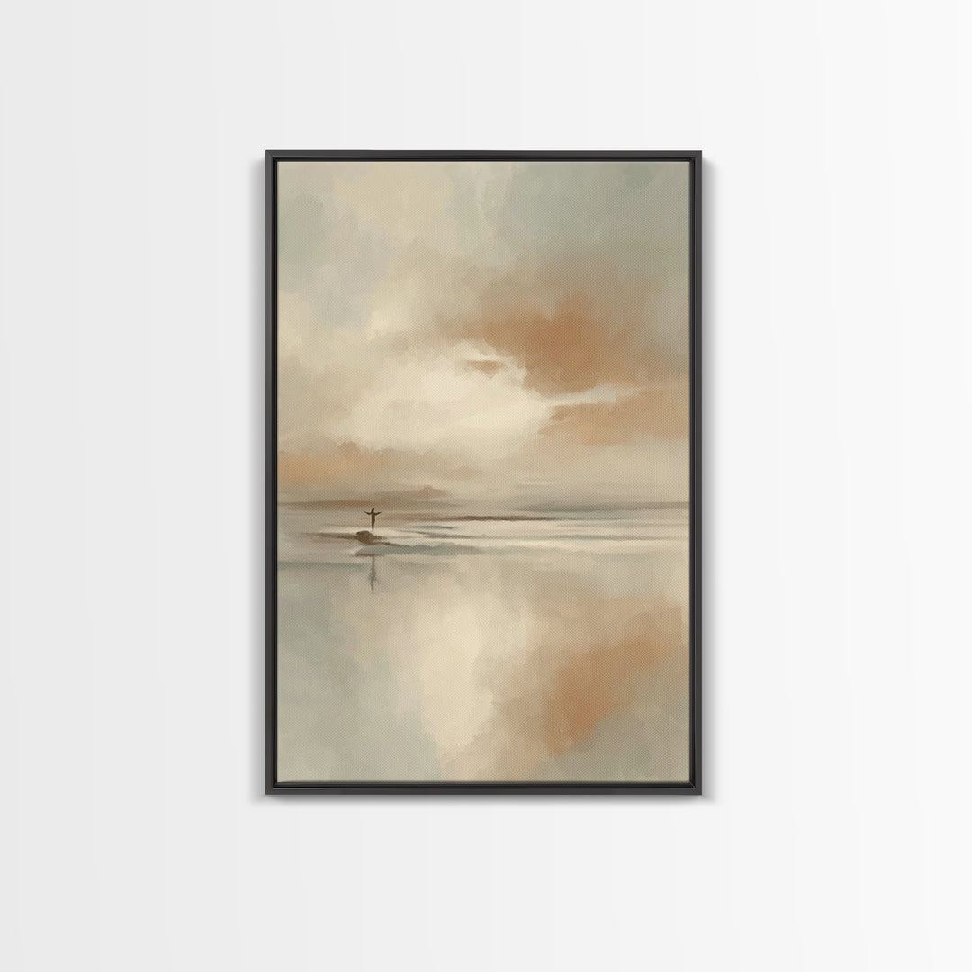 Arms Of Stillness | Framed Canvas Print | Christian Art Canvas | Christian Wall Art | Jesus Painting | Subtle Christian Art | Christian Gif