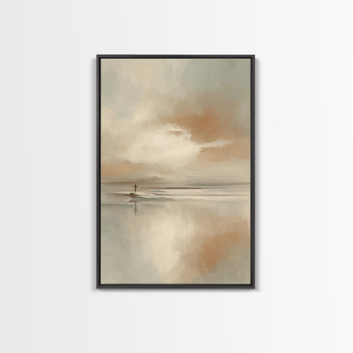 Arms Of Stillness | Framed Canvas Print | Christian Art Canvas | Christian Wall Art | Jesus Painting | Subtle Christian Art | Christian Gif